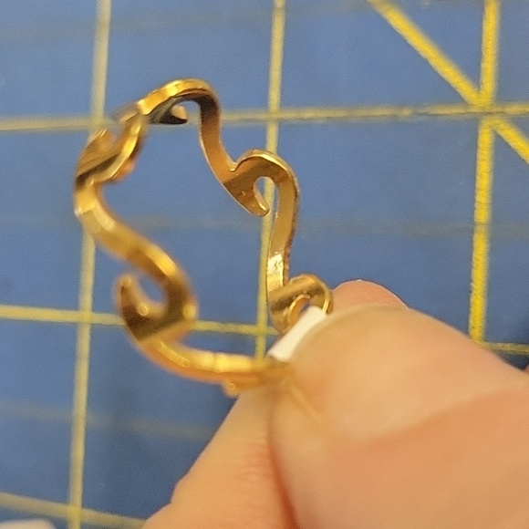 Gold Over Stainless Steel Ocean Sea Wave Design Ring Size 10 - Picture 3 of 4